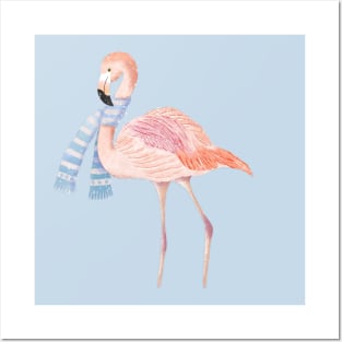 Flamingo in winter Posters and Art